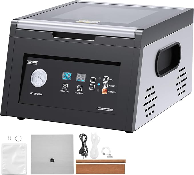 VEVOR Chamber Vacuum Sealer, 380W Vacuum Pump Power, Sealing Bag Packing Machine for Wet Foods, Meat, Compact Design with 11.5 in Sealing Length, Ideal Commercial Sealer for Professional and Home Use