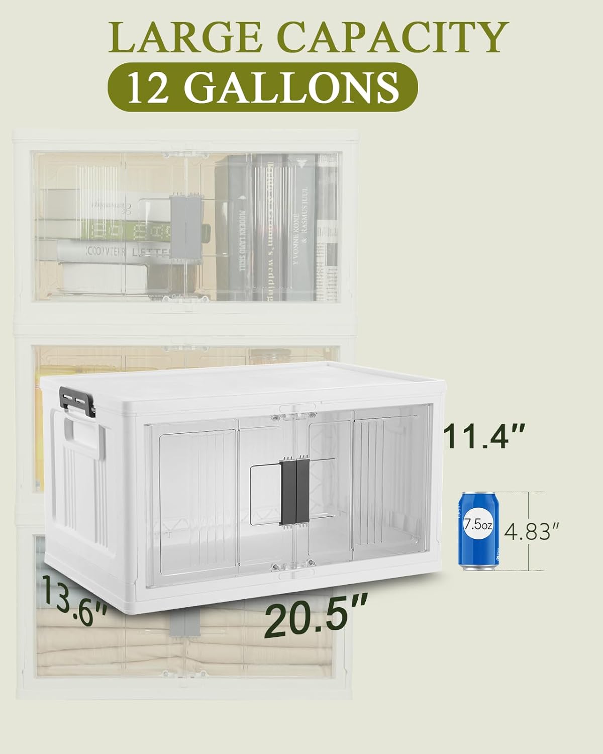 OlarHike 144QT Lockable Storage Bins with Lids - Folding Storage box with Doors and Wheels, Collapsible Plastic Bins for Closets, Stackable Organizer and Containers, Christmas Gifts, 3 Pack Cubes