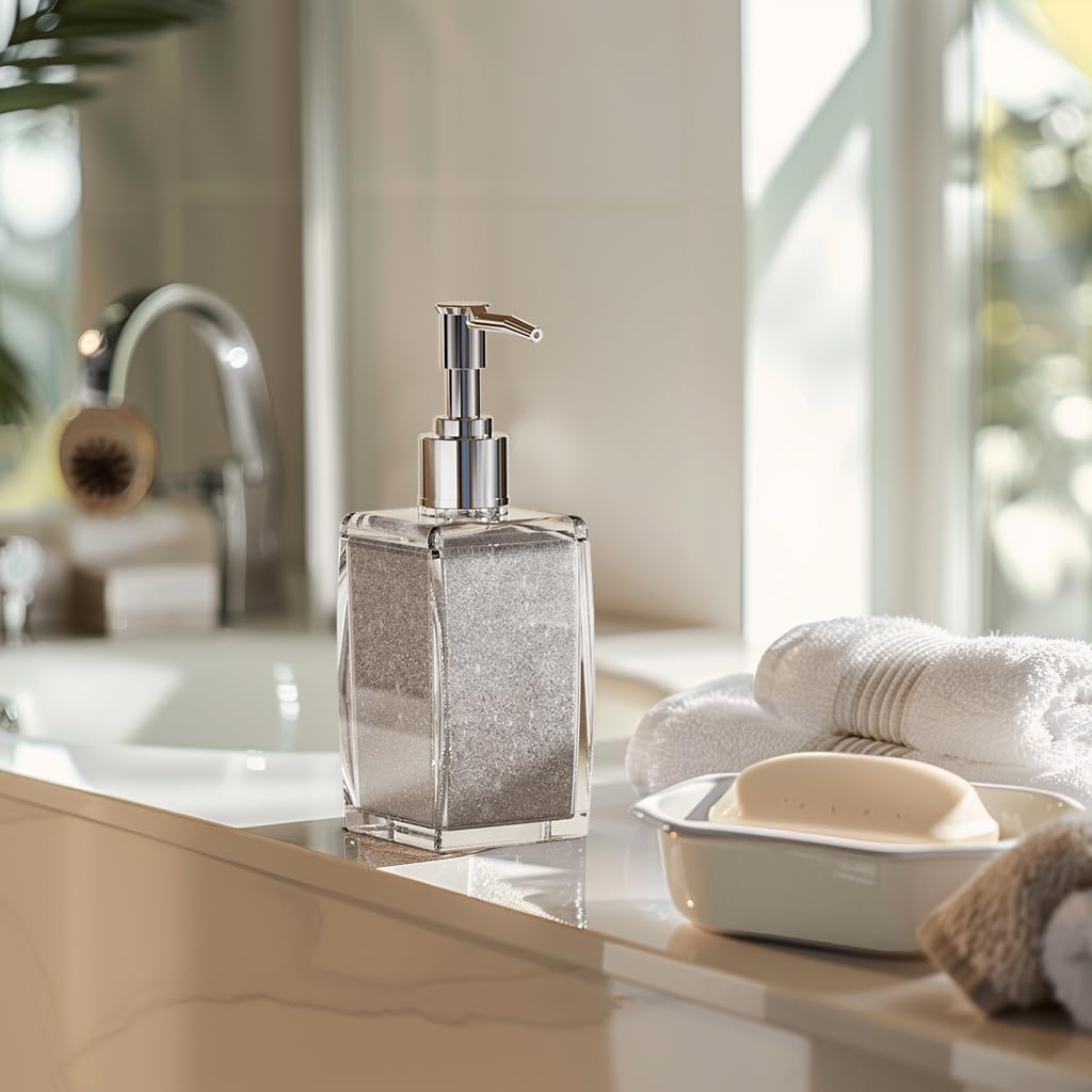 Navy Blue Soap Dispenser with Refillable Plastic Pump for Bathroom Sink or Kitchen Counter, Ideal for Hand Soap, Liquid Soap, Dish Soap, or Lotion Use