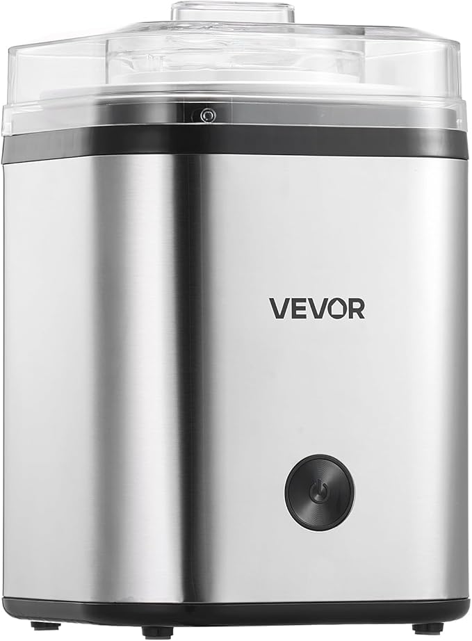 VEVOR Ice Cream Maker, 2.11 Qt. Large Capacity, Electric Automatic Ice-Cream Machine, with Easy Operation & Cleaning, Stainless Steel Shell, for Homemade Frozen Yogurt, Fruit Sorbet, Gelato, Silver
