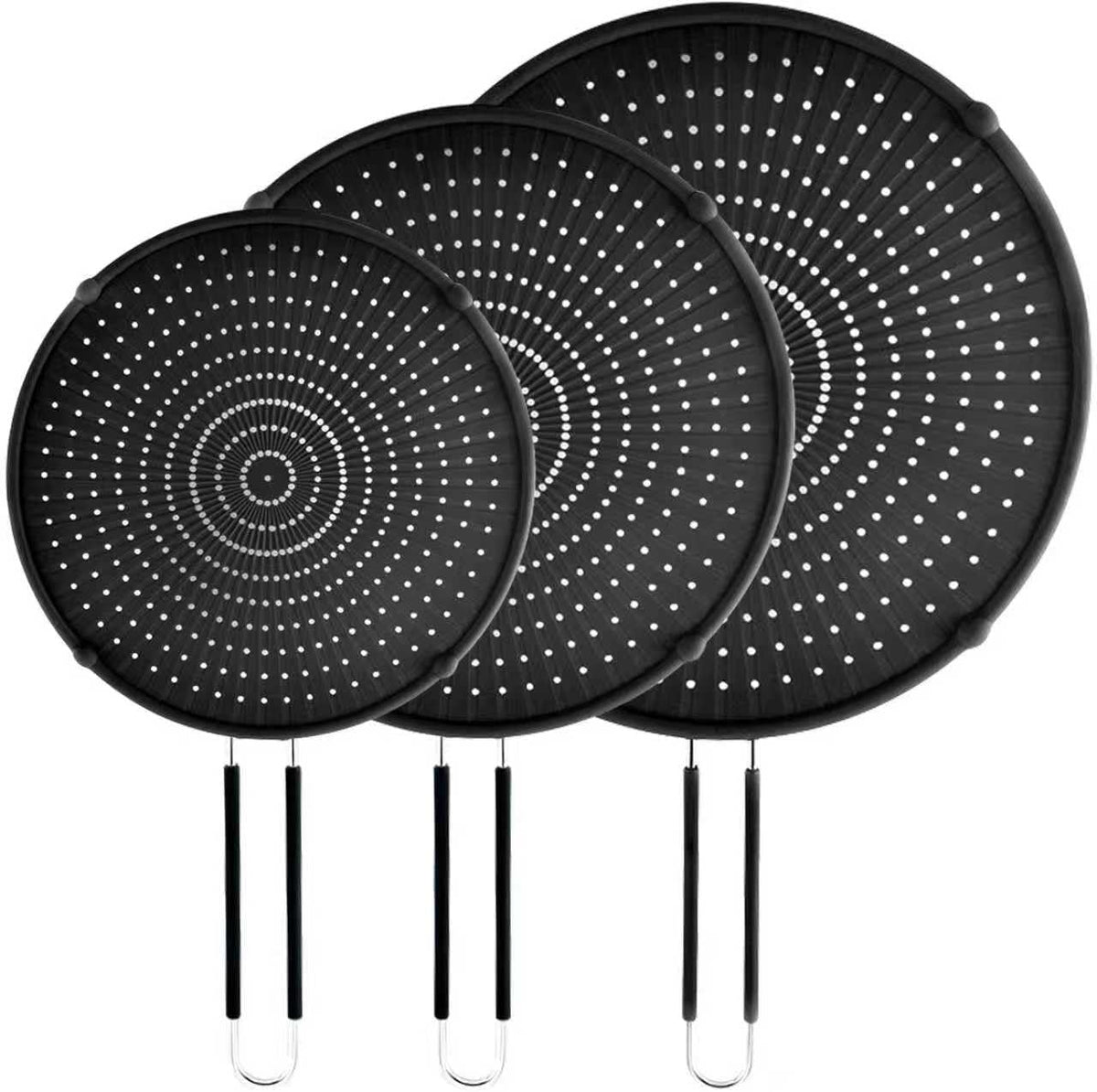 Splatter Screen for Frying Pan,Silicone Grease Splatter Guard, Heat-Resistant Splatter Guards for Cooking,Dishwasher Safe (9.8", 11.4", 13")