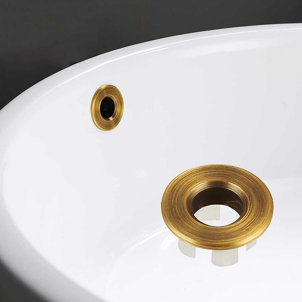 Sink Basin Trim Overflow Cover Brass Insert in Hole Round Caps Antique Brass