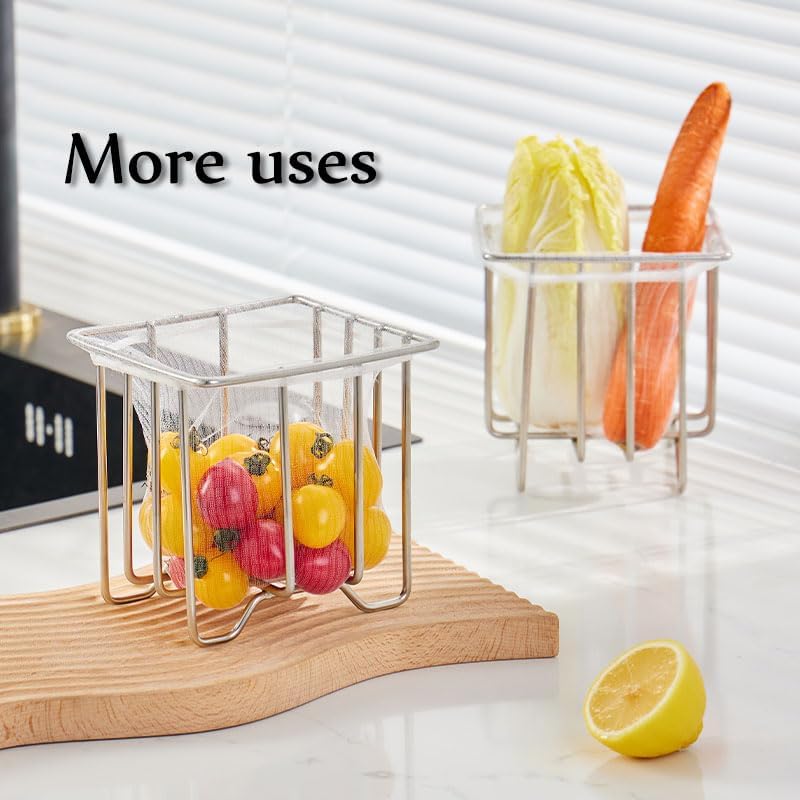 Kitchen Sink Strainer with Sink Basket Holder and 300 Strainer Net Bags,Food Catcher with drain filter Mesh bag,Meshmate Waste Rack Trash Catcher for Leftovers.