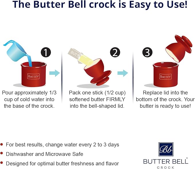 Butter Bell - The Original Butter Bell crock by L Tremain, a Countertop French Ceramic Butter Dish Keeper for Spreadable Butter, Café Matte Collection, Stone