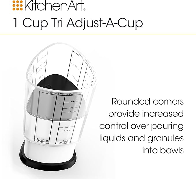 KitchenArt Pro Adjustable Measuring Set, Includes Adjustable Tablespoon, Teaspoon, and 1 Cup Measuring Cup