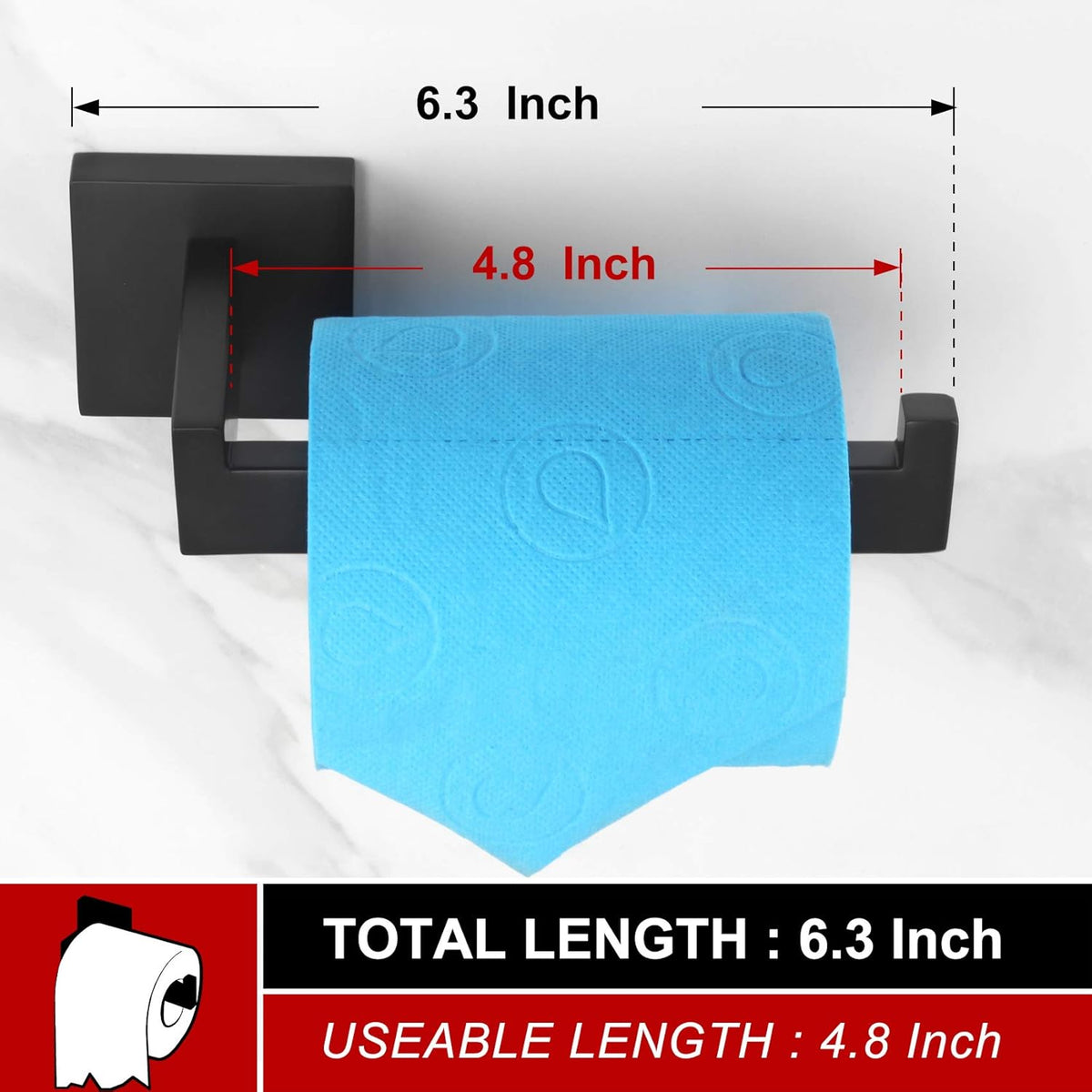 KOKOSIRI Black Toilet Paper Holders Bathroom Toilet Paper Roll Holder SUS304 Stainless Steel Contemporary Wall Mounted, Matte Black, B2003BK