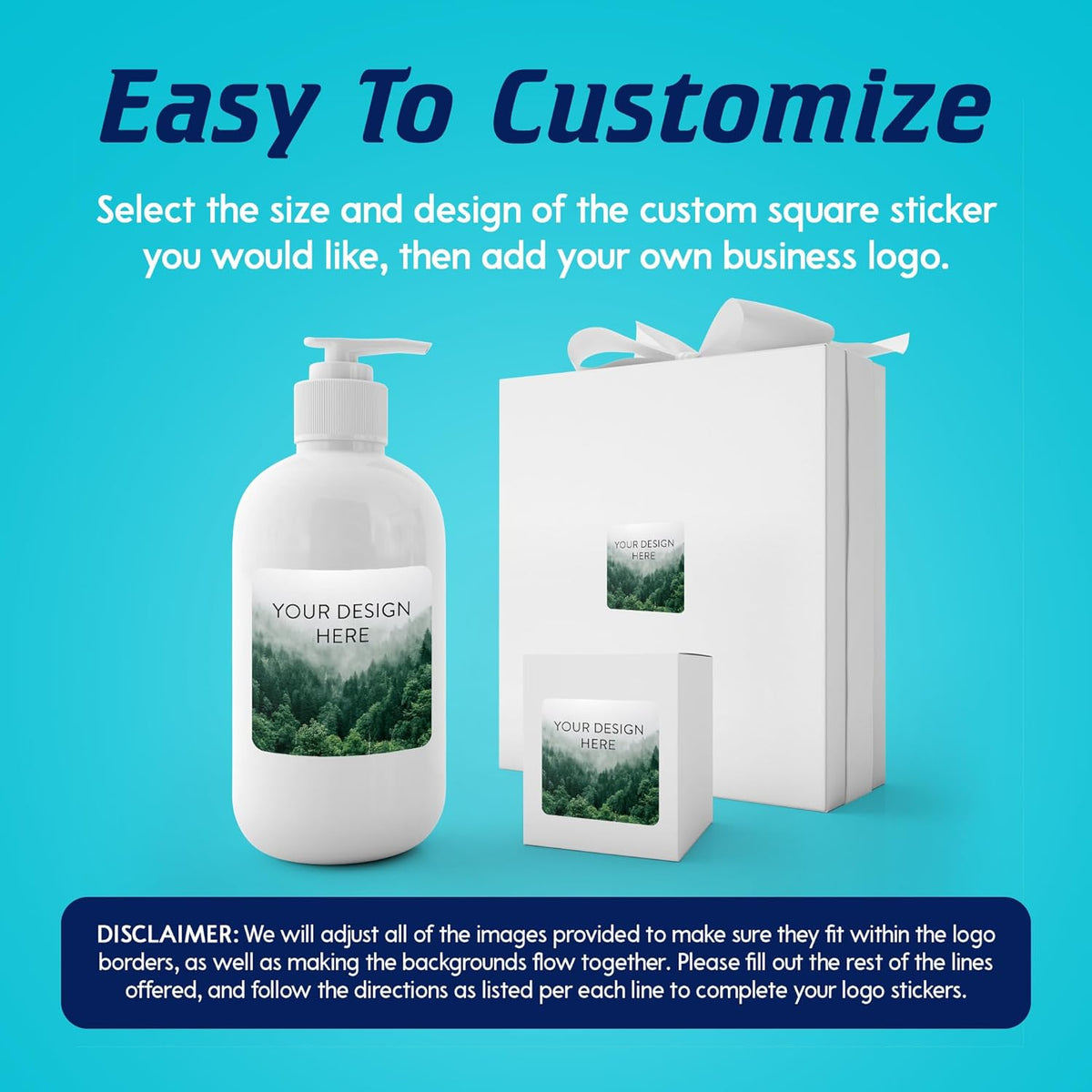 100 Custom Vinyl Stickers - Upload Your own Image, Text, Design, Logo - Personalized Logo Labels for Handmade, Packaging, Bottle, Jars, Candle, Brand Stickers (Foggy Valley, 4x4 Square)