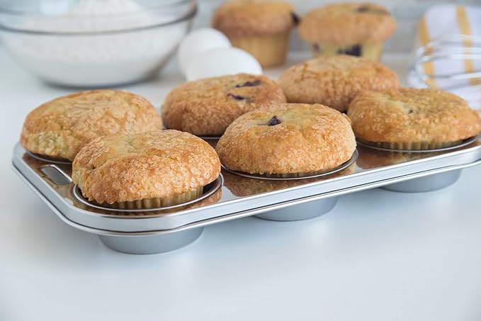 Fox Run 4867 Muffin Pan, 6 Cup, Stainless Steel