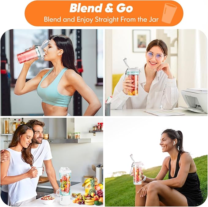Portable Blender for Shakes and Smoothies 20 oz USB Rechargeable Personal Size High Speed Mini Mixing Juicer,for Shakes and Nut, Juice, Vegetables Baby Food