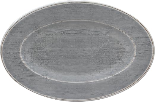 Carlisle FoodService Products Grove Resuable Plastic Oval Plate with Wide Rim for Home and Restaurant, Melamine, 12 x 8 Inches, Smoke