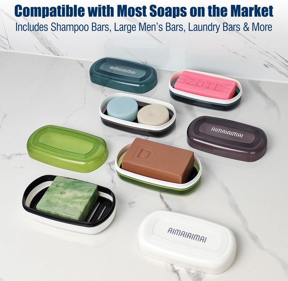 Shampoo Bar Holder Travel Case for Two Bars – Compatible with Kitsch Solid Shampoo & Conditioner Bars, Large Soap Container for Bathroom or Travel (Green Style A-Large)