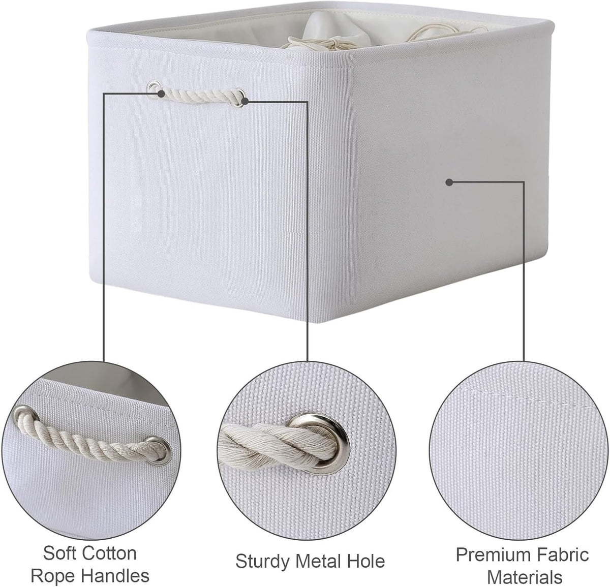 TheWarmHome Organization and Storage Basket for Shelves - Extra Jumbo 3 Pack 20.5x15.8x13.8 inch Cube Storage Bins for Toy Closet Box Home Organizer Gift (White)