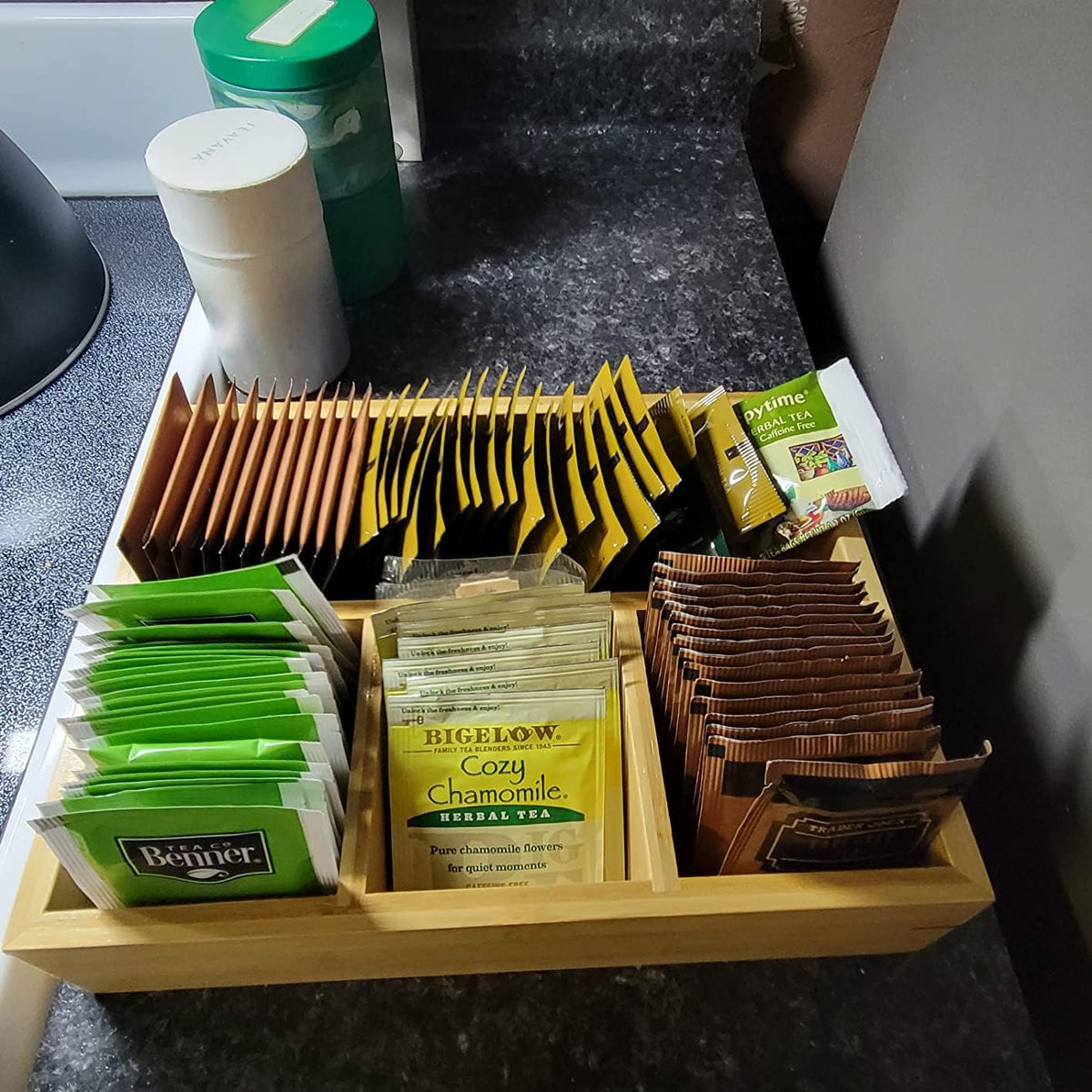 Tea Bag Holder and Storage Organizer - Sugar Packet and Coffee Station Condiment Organizer
