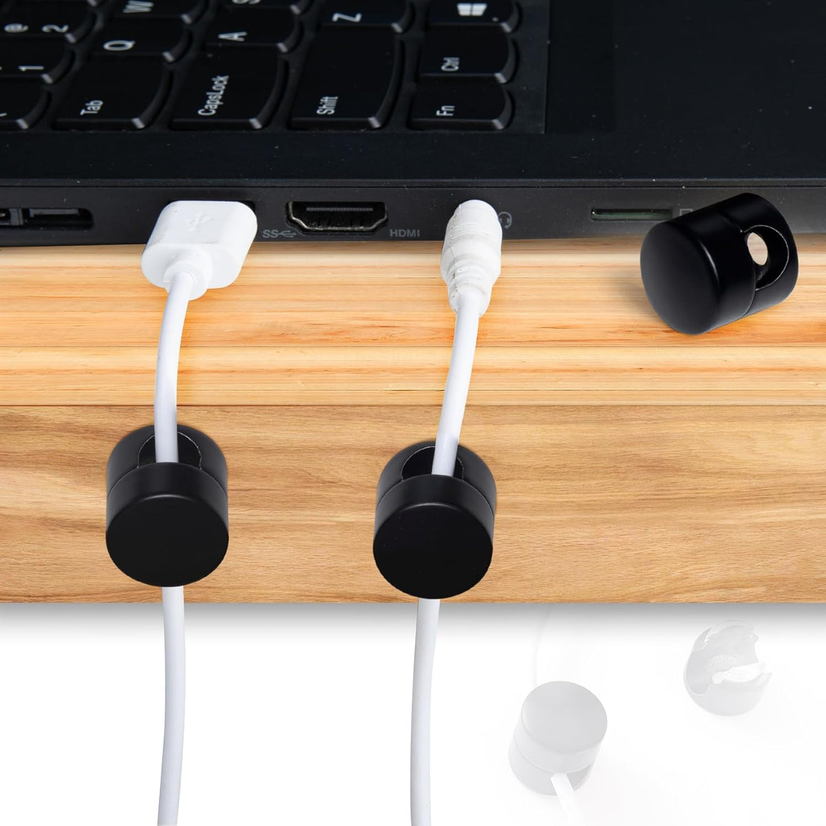 3 Sets Charger Holders for Cords, Matte Black Color Adjustable Cable Anchor Holders, Adhesive Metal Cord Clips, Cable Management Wire Organizers for Desk, Office, Nightstand