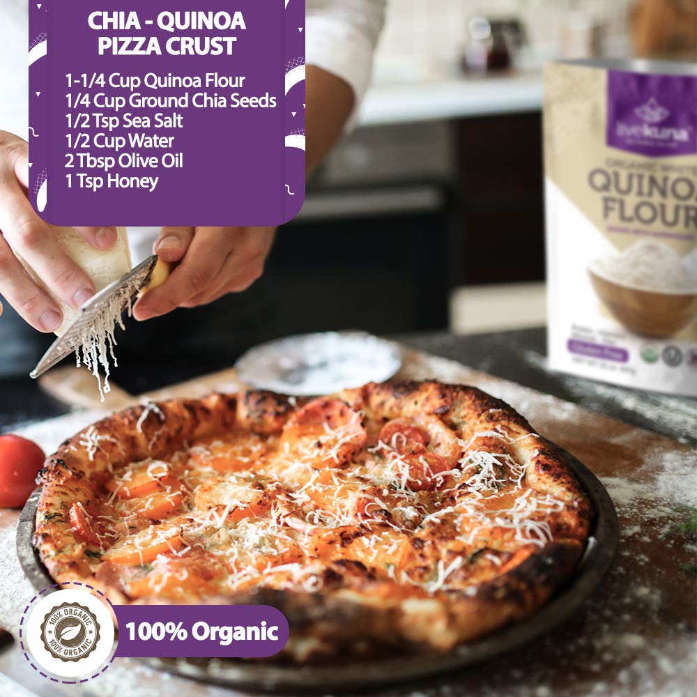 LiveKuna Organic Quinoa Flour - Gluten Free All Purpose Flour & Wheat Flour Alternative For Baking & Cooking Recipes - Vegan Quinoa Flour, Rich In Protein & Fiber for Keto & Paleo Diets, 32oz Bag