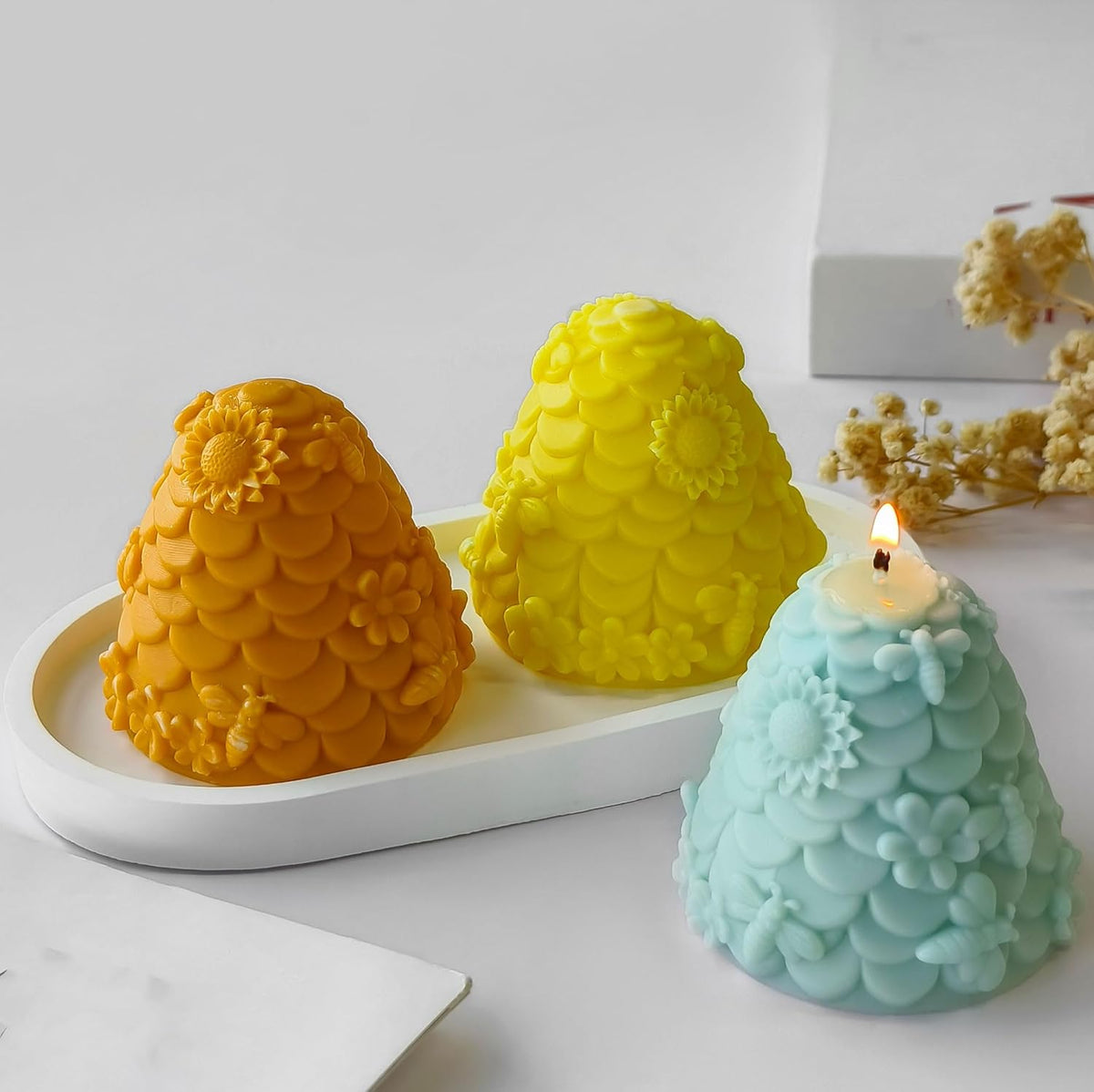 Honeybee Honeycomb & Animal Candle & Resin Casting Molds - 3D Silicone Molds for Candle Making & Jewelry Resin Craft Supplies