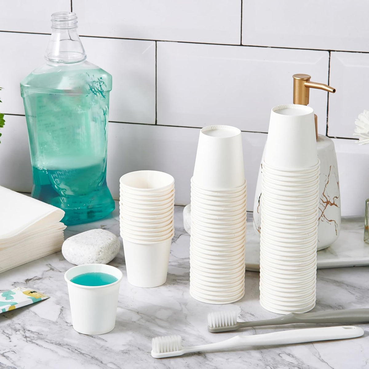 JOLLY PARTY 2 oz Bathroom Cups, 360 Pack Small Paper Cups, White Mouthwash Cups, Disposable Mini Espresso Paper Cups, Paper Sampling Cup