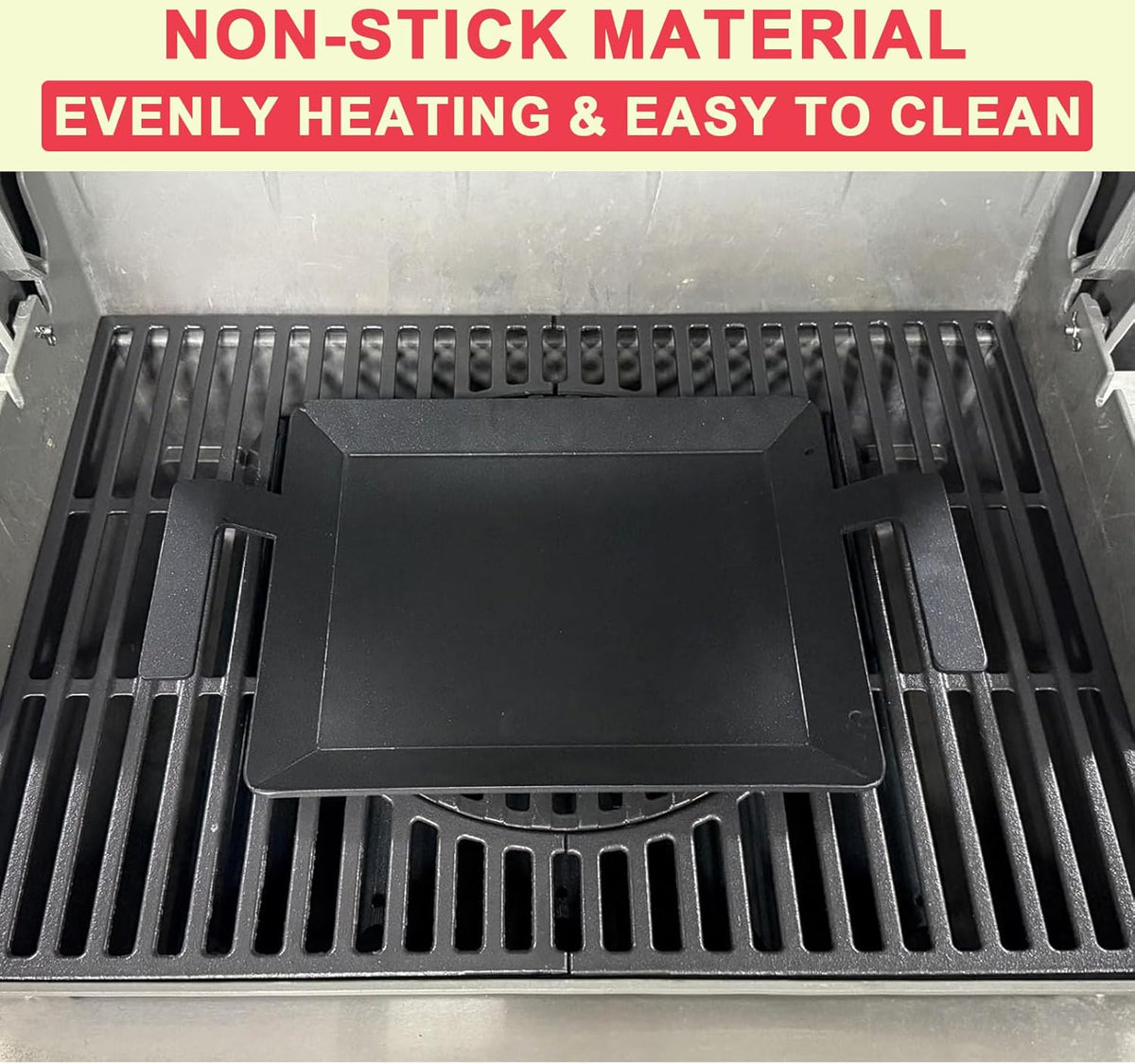 Universal Griddle Insert for Gas Grill with Handles for Stove Top Versatile Stovetop Oven, Flat Top Griddle for Induction Cooktop Gas Stove, 17.5" x 10" Non-Stick Carbon Steel