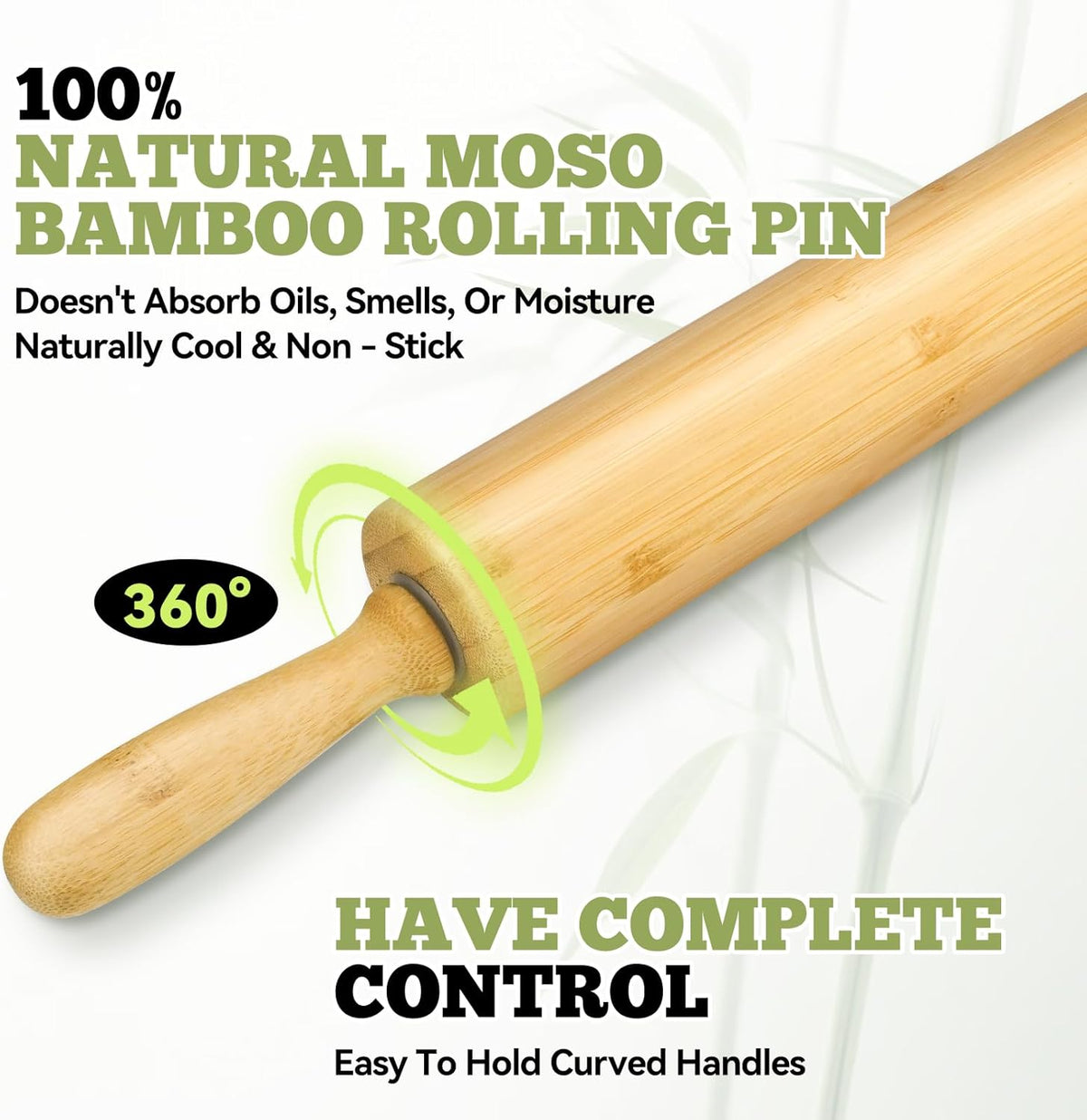 17.5 inch Wooden Rolling Pin for Baking - Long Dough Roller for All Baking Needs