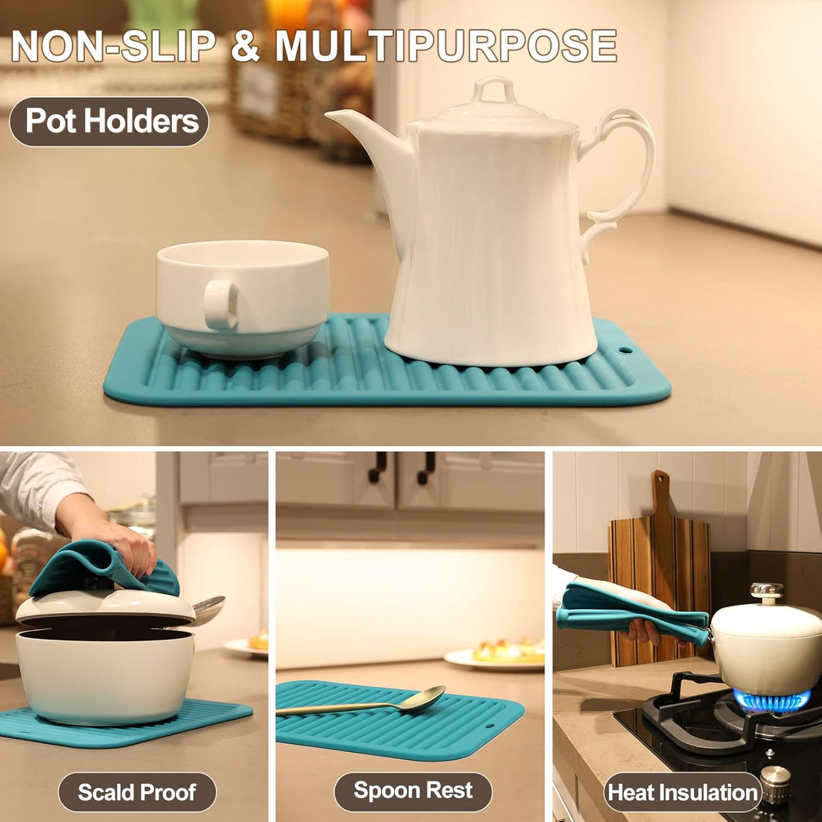 Joyhalo Silicone Trivet Mats Pot Holder Hot Pads Plate Holder Gripper Pad Garlic Peeler Drying Mat Coasters