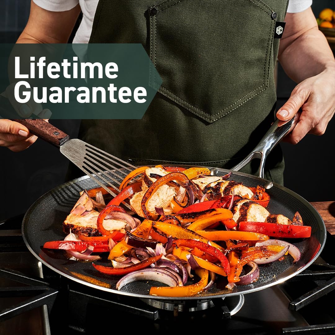 HexClad Hybrid Nonstick 12-Inch Griddle Pan, Stay-Cool Handle, Dishwasher-Friendly, Oven-Safe Up to 900°F, Induction Ready, Compatible with All Cooktops