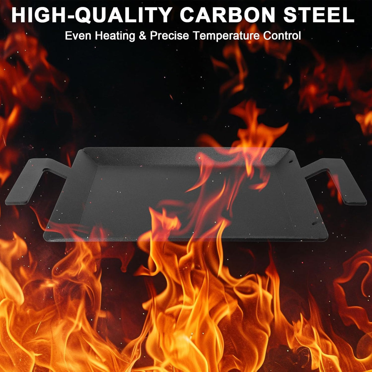 Carbon Steel Griddle - Professional Cookware Griddle Pan for Induction, Stove Top, Gas Grill, Cooktop, Electric and more, 17" x 10" NonStick Flat Top Griddle Plate Skillet, Indoor/Outdoor Use