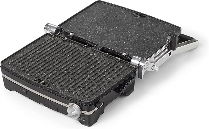Starfrit The Rock Panini Press - Rock.Tec Non-Stick Reversible Plate - Opens 180 Degrees - Adjustable Temperate Control