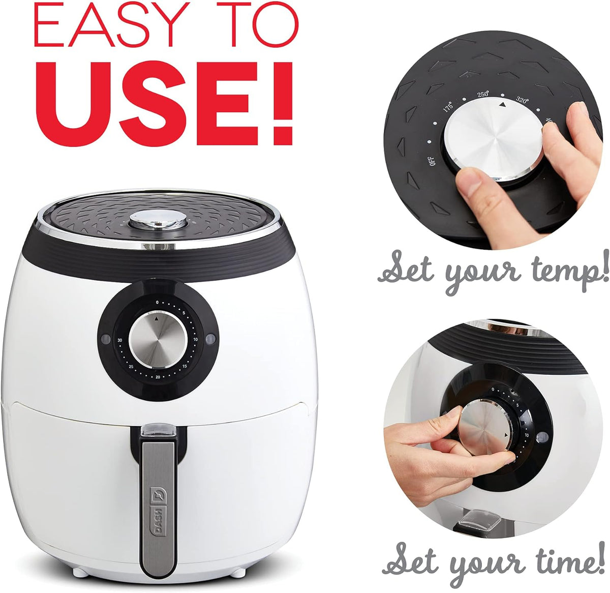 Dash Deluxe Electric Air Fryer + Oven Cooker with Temperature Control, Non-stick Fry Basket, Recipe Guide + Auto Shut Off Feature, 1700-Watt, 6 Quart - White