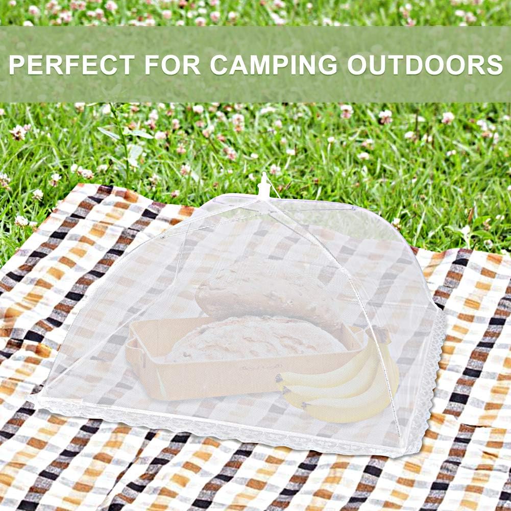 Onarway 3 Pack Food Covers 12 Inch Pop-Up Encrypted Mesh Plate Serving Tents, Fine Net Screen Umbrella for Outdoors, Parties, Picnics, BBQs, Reusable and Collapsible