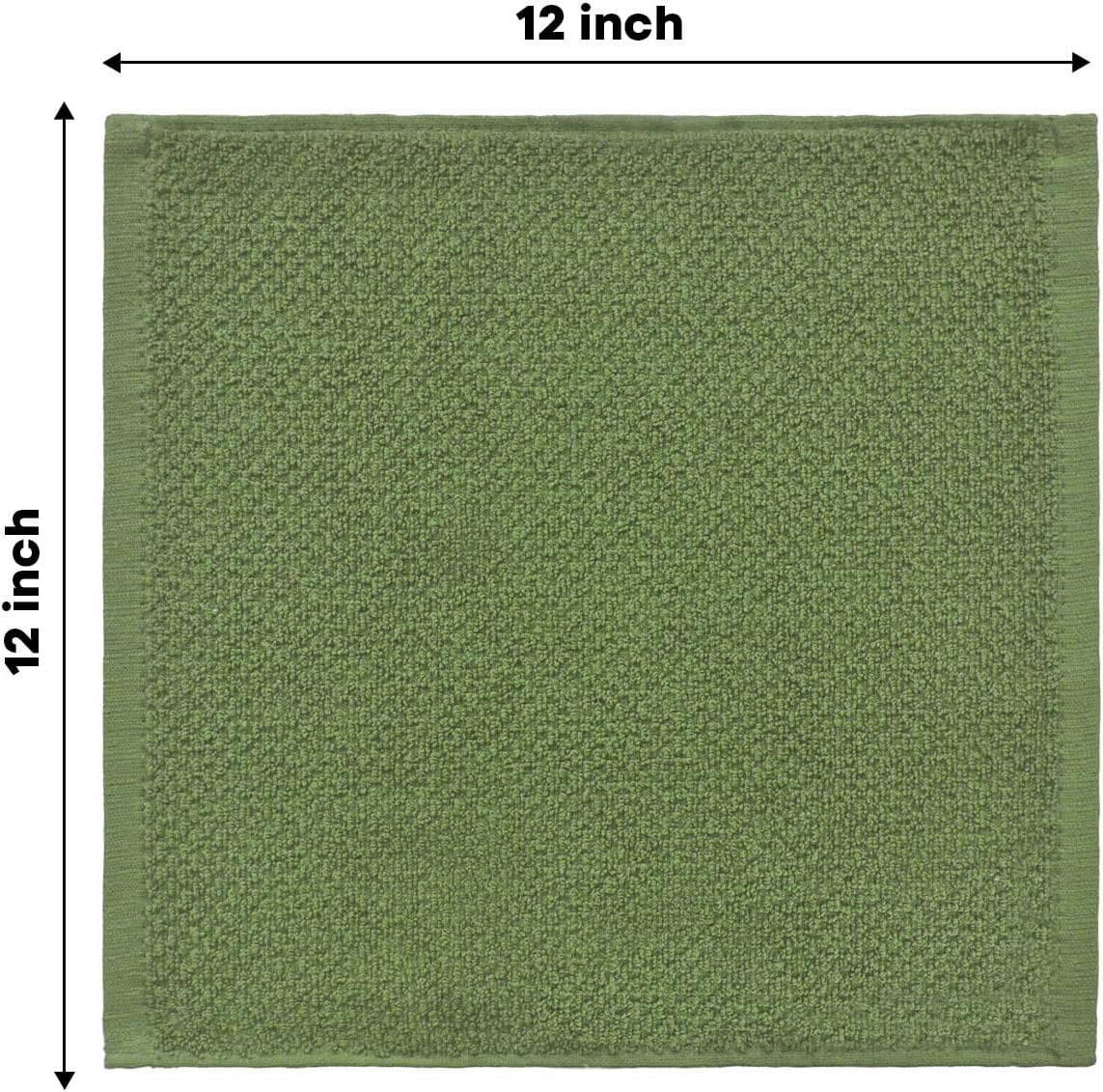 Artoid Mode Ring Spun Cotton Green Dishcloth Kitchen Towels, 12x12 Inch Ultra Soft Absorbent Quick Drying Household Cleaning Kitchen Rags Set of 6