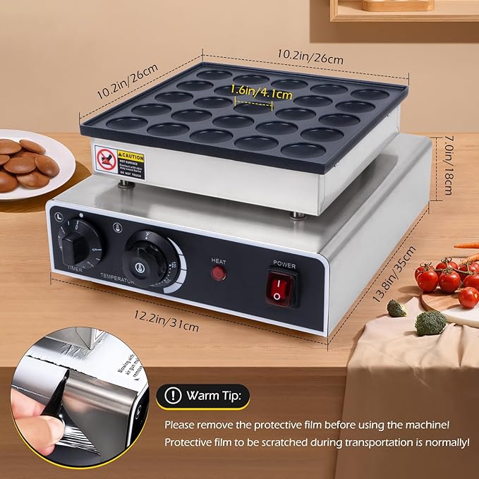 Dyna-Living Mini Dutch Pancake Maker 25PCS Commercial Mini Pancake Maker Non-stick Dorayaki Maker Electric Dutch Pancake Baker 950W Mini Pancake Dutch Machine for Home Kitchen