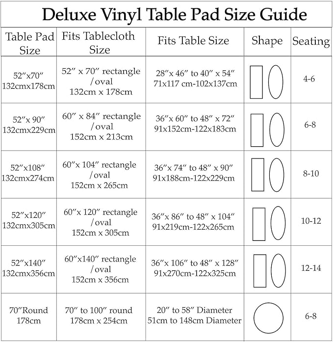 Home Bargains Plus Quilted Heavy Duty Table Pad Protector with Flannel Backing, Cut to Fit, Heat Resistant, Wipe Clean, Protects Table from Spills and Scratches, White, 52” x 52” Square