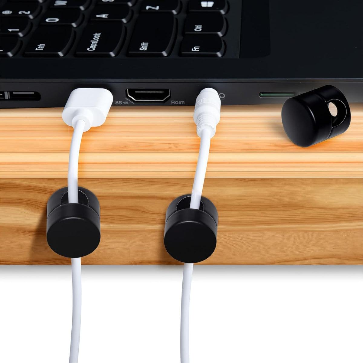 5 Sets Charger Holders for Cords, Matte Black Color Adjustable Cable Anchor Holders, Adhesive Metal Cord Clips, Cable Management Wire Organizers for Desk, Office, Nightstand