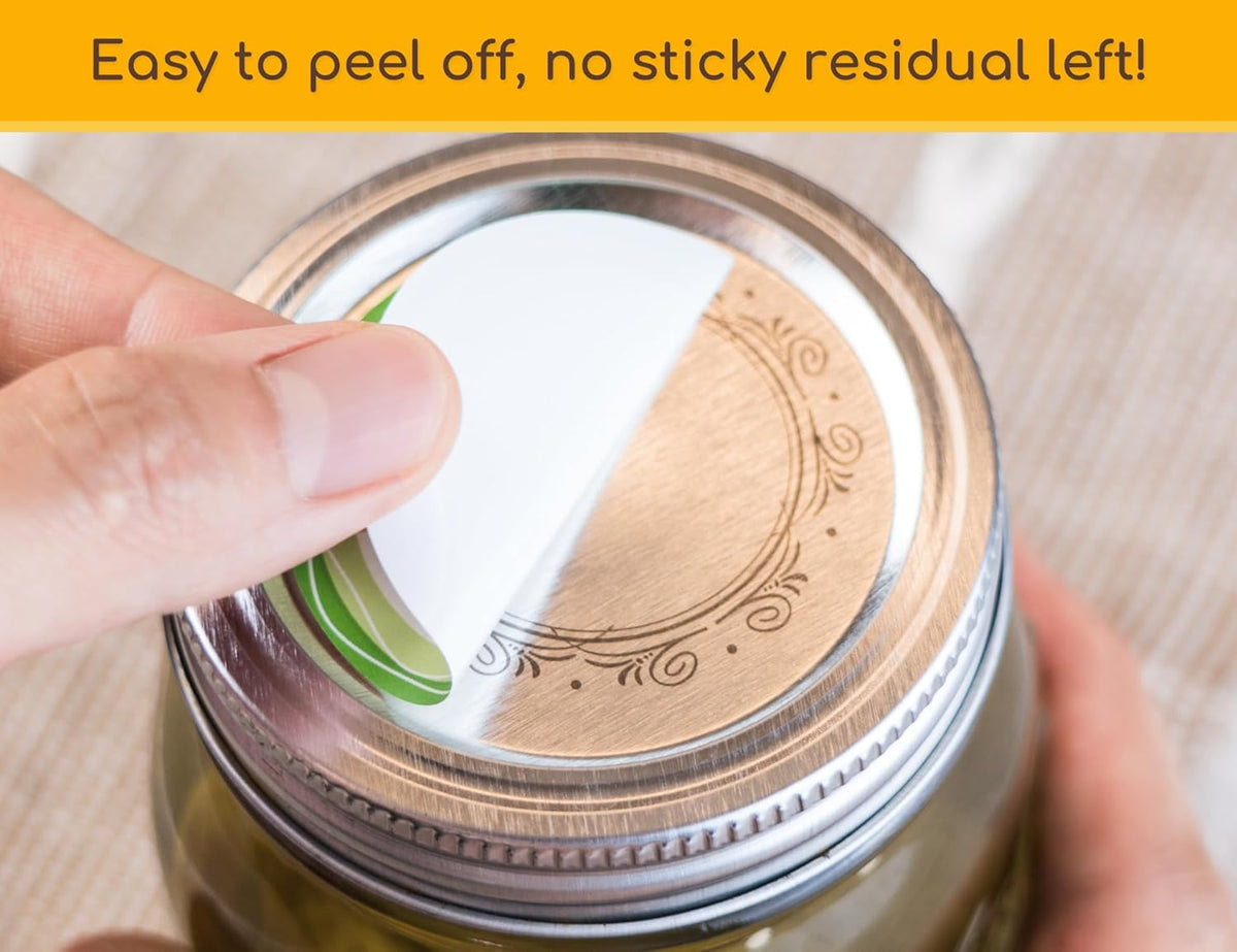 Mason Jar Lid Labels, Removable Canning Label, Waterproof Write-On Meal Prep Label for Food Container, Glass Bottle, Canned Jams, Preserve, Home & Kitchen Organization, 90pcs (Forest Streams)