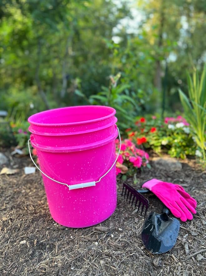 House Naturals 5 Gallon Premium HPDE Plastic Bucket - Made in USA Food Grade Storage Container, BPA Free All Purpose Pail (2, Magenta)