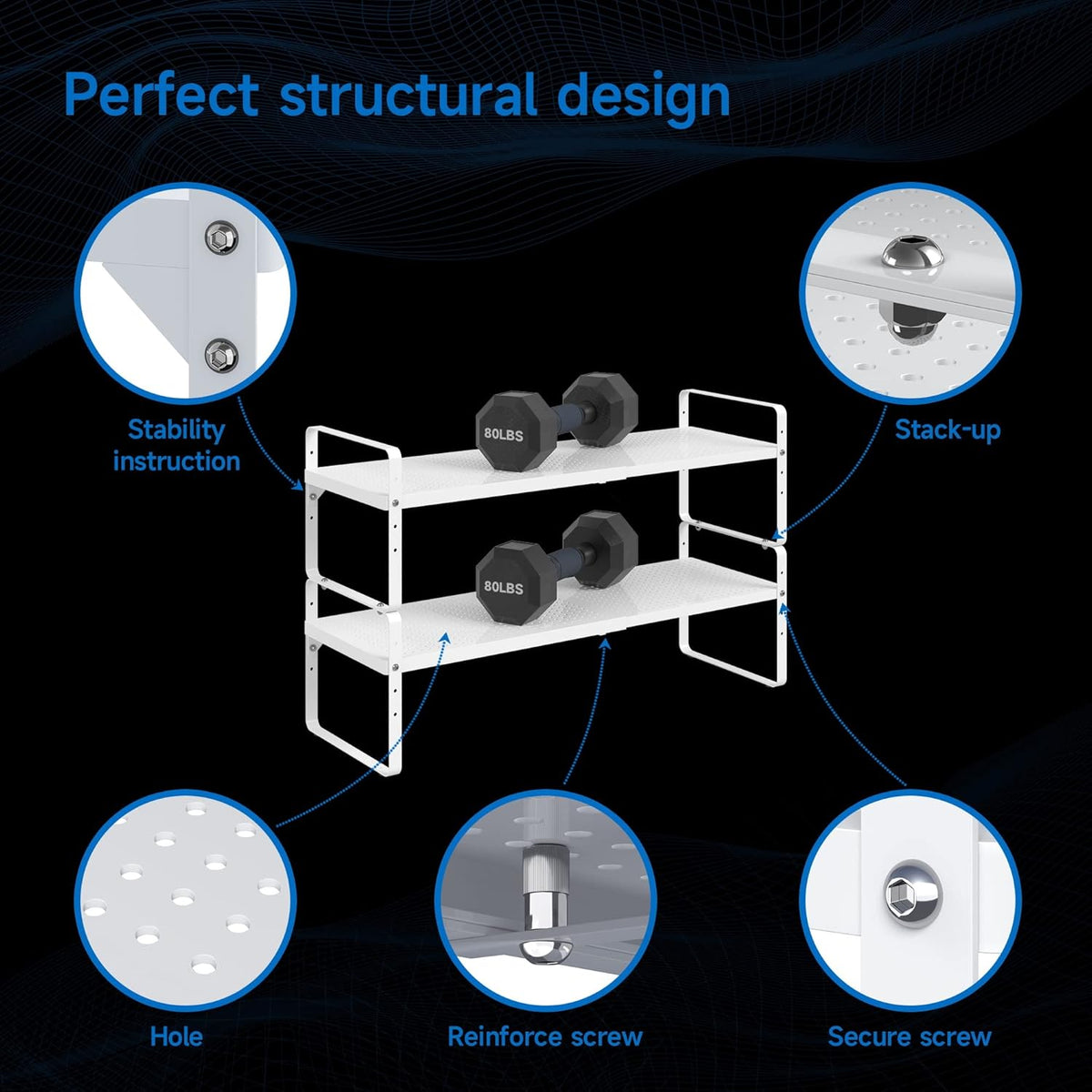 Expandable Cabinet Shelf Organizer Adjustable Metal Spice Rack Stackable Freestanding Counter Storage Shelves for Kitchen Cabinet Under Sink Office Desk (White - 1Pack - L16.5-27'' * W8'' * H9.6'')