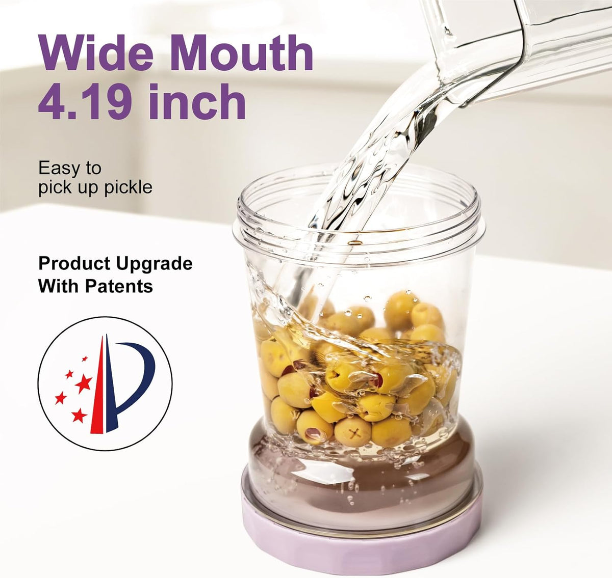 Pickle Jar with Strainer Flip, 38oz Pickle Container From Tritan, Airtight Hourglass Pickle Juice Separator Jar for Olives,Gherkins or Sliced, Leakproof Dishwasher Safe