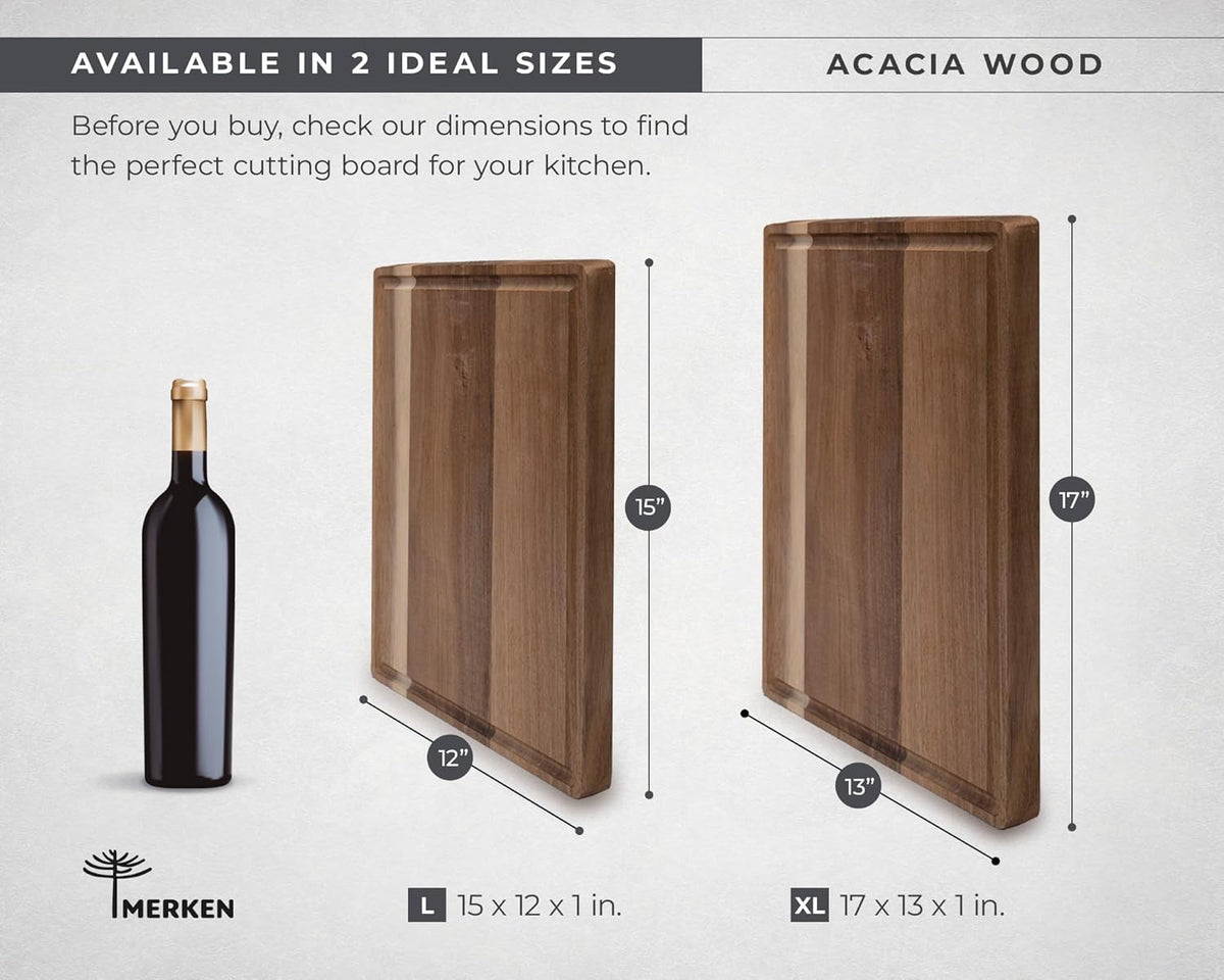 Premium Acacia Wood Cutting Board – XL End Grain Butcher Block – Extra Large Reversible Chopping Board with Juice Groove – For Pizza, Meat, Veggies, Charcuterie – Knife Friendly Kitchen Decor