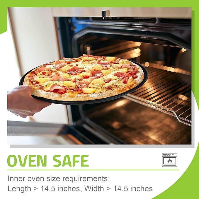 P&P CHEF Pizza Pan Set of 2, Stainless Steel Pizza Tray, Round Pizza Plate For Pie Cookie Pizza Cake, Non Toxic & Heavy Duty, Dishwasher Safe & Easy Clean, 13.5 Inch & Black