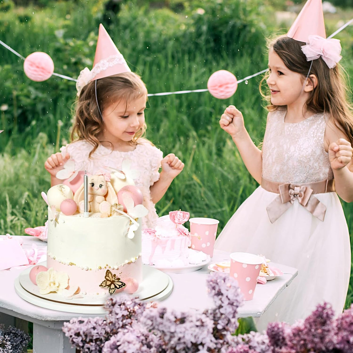 48 Pcs Balls Cake Topper Decorations Balloon Cupcake Toppers Foam Cake Topper Balls Cake Balls Decorations for Birthday Party Wedding Anniversary Cake Decorating (Pink)