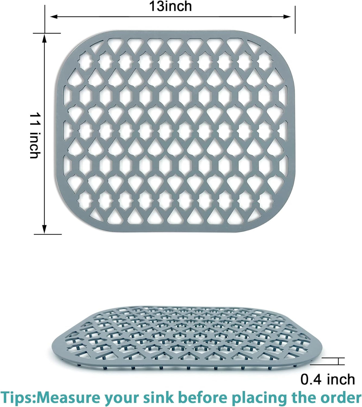 Sink Protectors for Kitchen Sink 13x11, Large Silicone Sink Mats Grid for Bottom of Farmhouse Stainless Steel Sink (2 Packs)