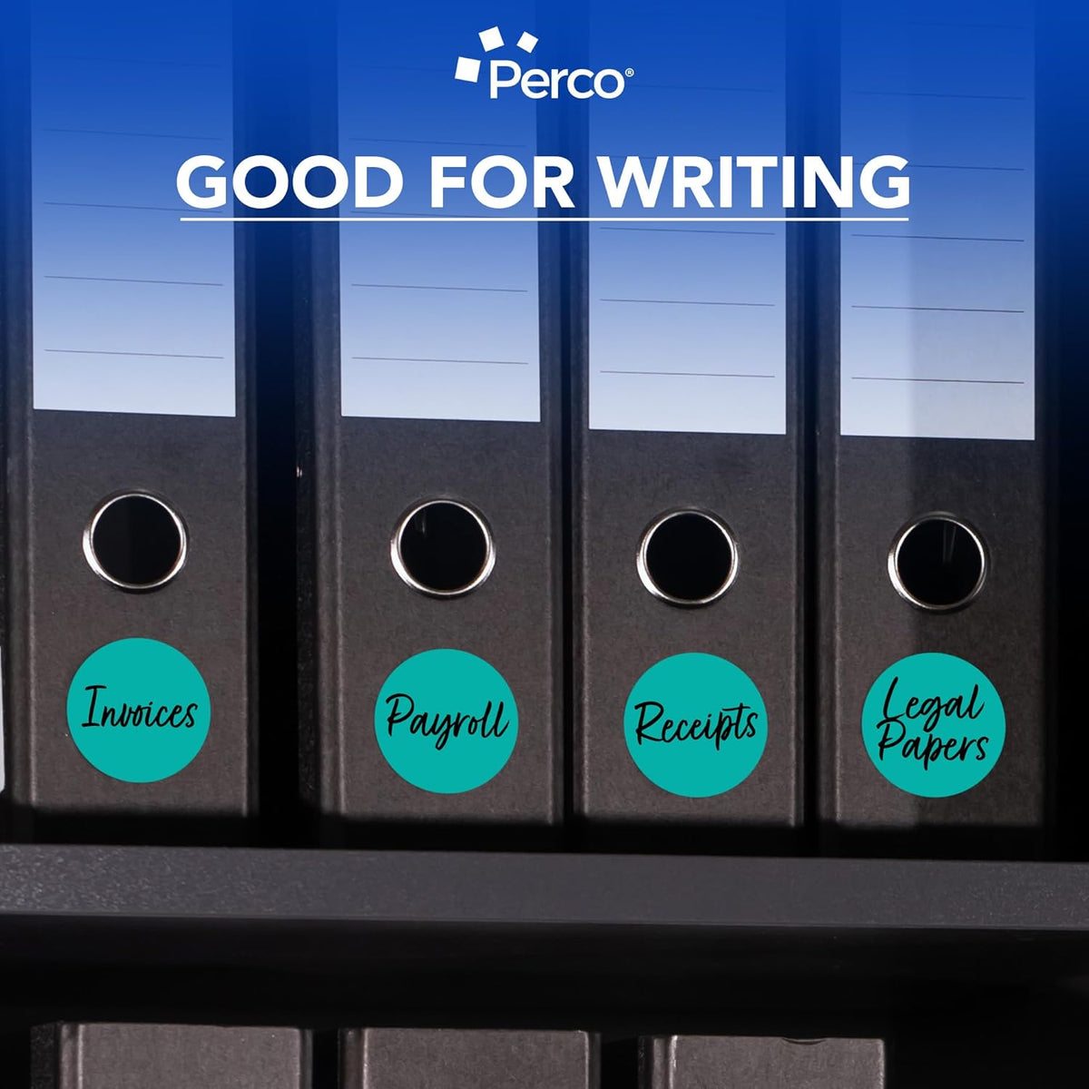 Perco Teal 3-Inch Round Circle Dot Sticker Labels with Easy Peel Perforation - 500 Labels per Roll - Strong Adhesion, Vibrant Colors for Organizing, Crafting & More - Made in USA