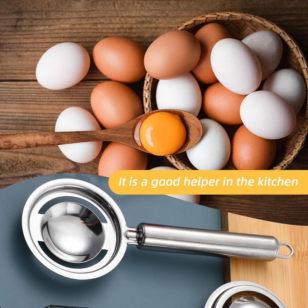 2PCS Egg Separator for Raw Eggs, Stainless Steel Eggs Yolk White Separation Tool Egg Yolk Separator Kitchen Gadget Cooking Baker Tool for Kitchen Baking