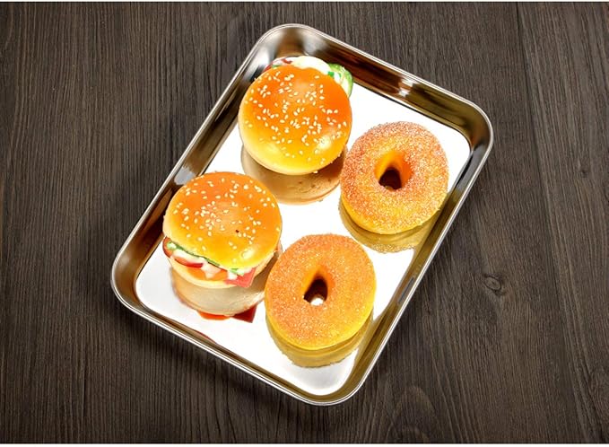 Baking Sheets 5 Pieces, Bastwe Stainless Steel Baking Pan Tray Cookie Sheet, Rectangle Size 9 X 7 X 1 inch, Healthy & Non Toxic, Rust Free & Mirror Finish, Easy Clean & Dishwasher Safe