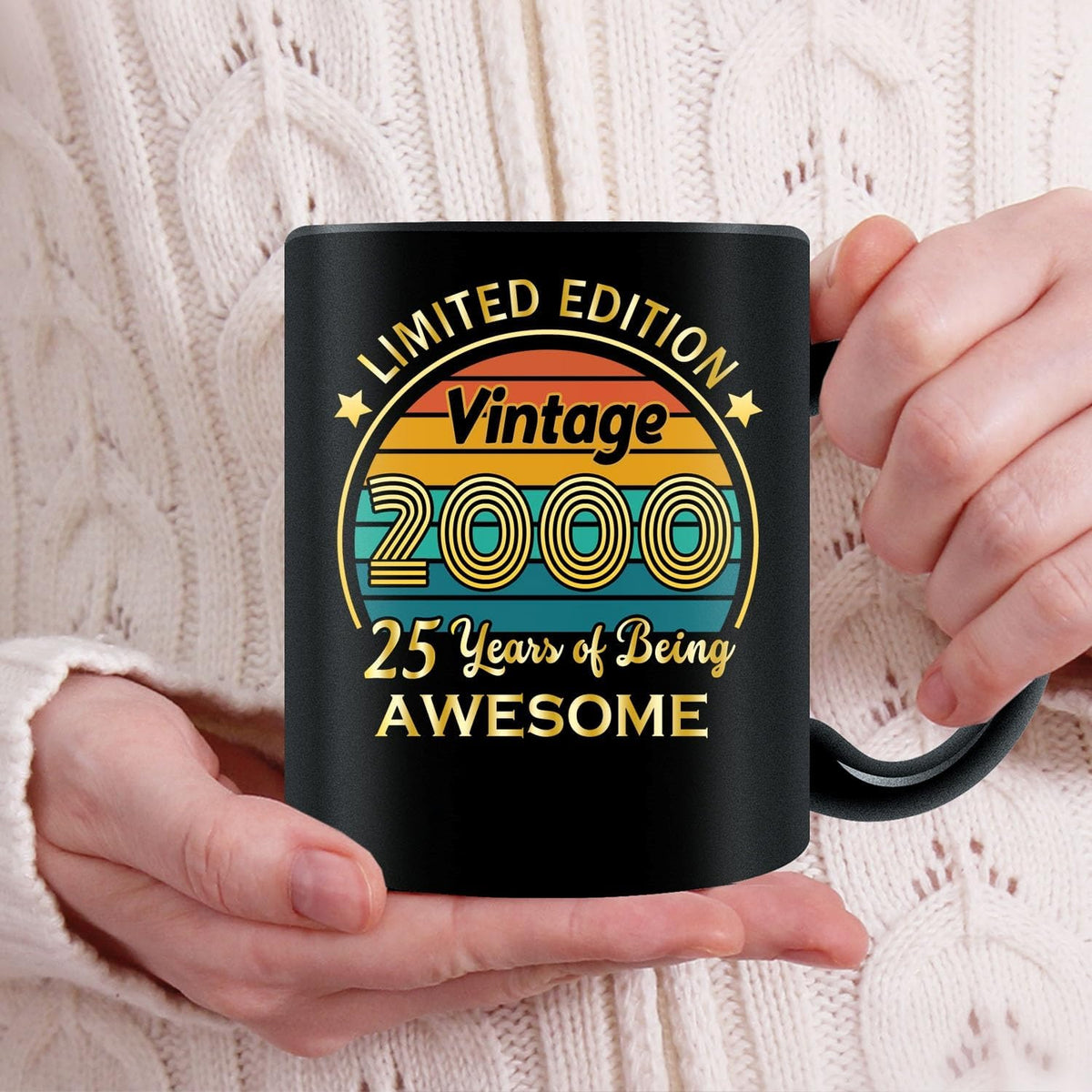 QUPT 25th Birthday Gifts for Women Men, 25th Birthday Gifts for Him, 2000 Birthday Gifts for Women Men, 25 Years Old Gifts, 2000 Birthday Gifts for Her Him, 25th Birthday Presents Coffee Mug