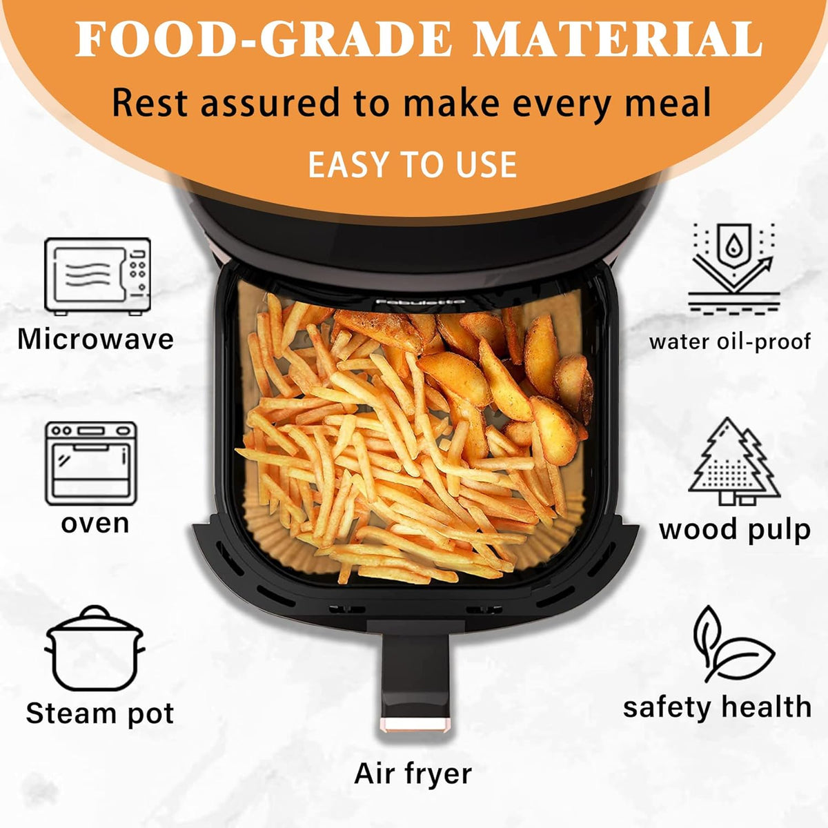 Disposable Paper Liners, 120 Pcs Square Airfryer Parchment Cooking Non-Stick Liner Accessories, Microwave Oven, Frying Pan, Oil-proof Air Fryers Filters Sheet for 2 3 4 4.5 Qt Baking Basket