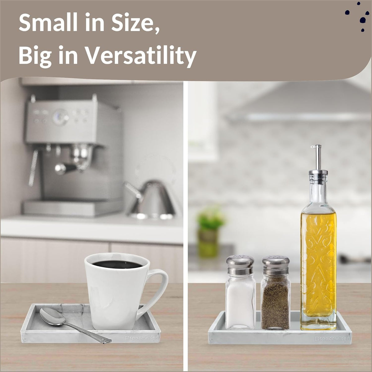 Countertop and Vanity Tray - 2 PC Small 7.7" Silicone Bathroom Trays, Kitchen Soap Tray, Dish Sponge Soap Holder Kitchen Sink Organizer Caddy, Bathroom Counter Trays for Lotion Dispenser