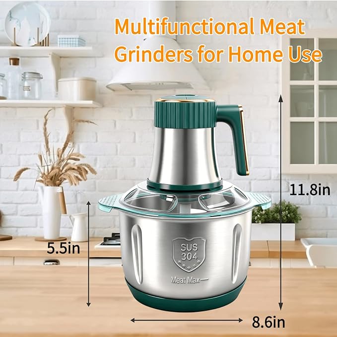 Food Processor,5-Speed Electric Food Chopper,Meat Grinder 5L(20Cups) with Two 6-Blade Sets,500W Powerful Vegetable Chopper Used for Dough Mixing,Meat, Nuts, Fruits, Garlic and Vegetables