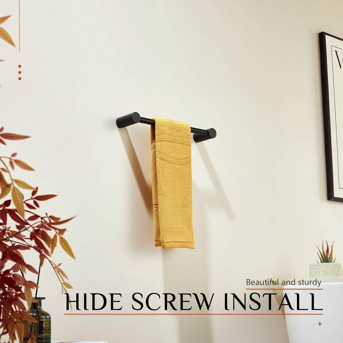 KOKOSIRI Towel Bars Matte Black 12-Inch Hand Towel Holder for Bathroom Wall Rack T-304 Stainless Steel Bathroom Accessories Wall Mounted, B4007BK-L12
