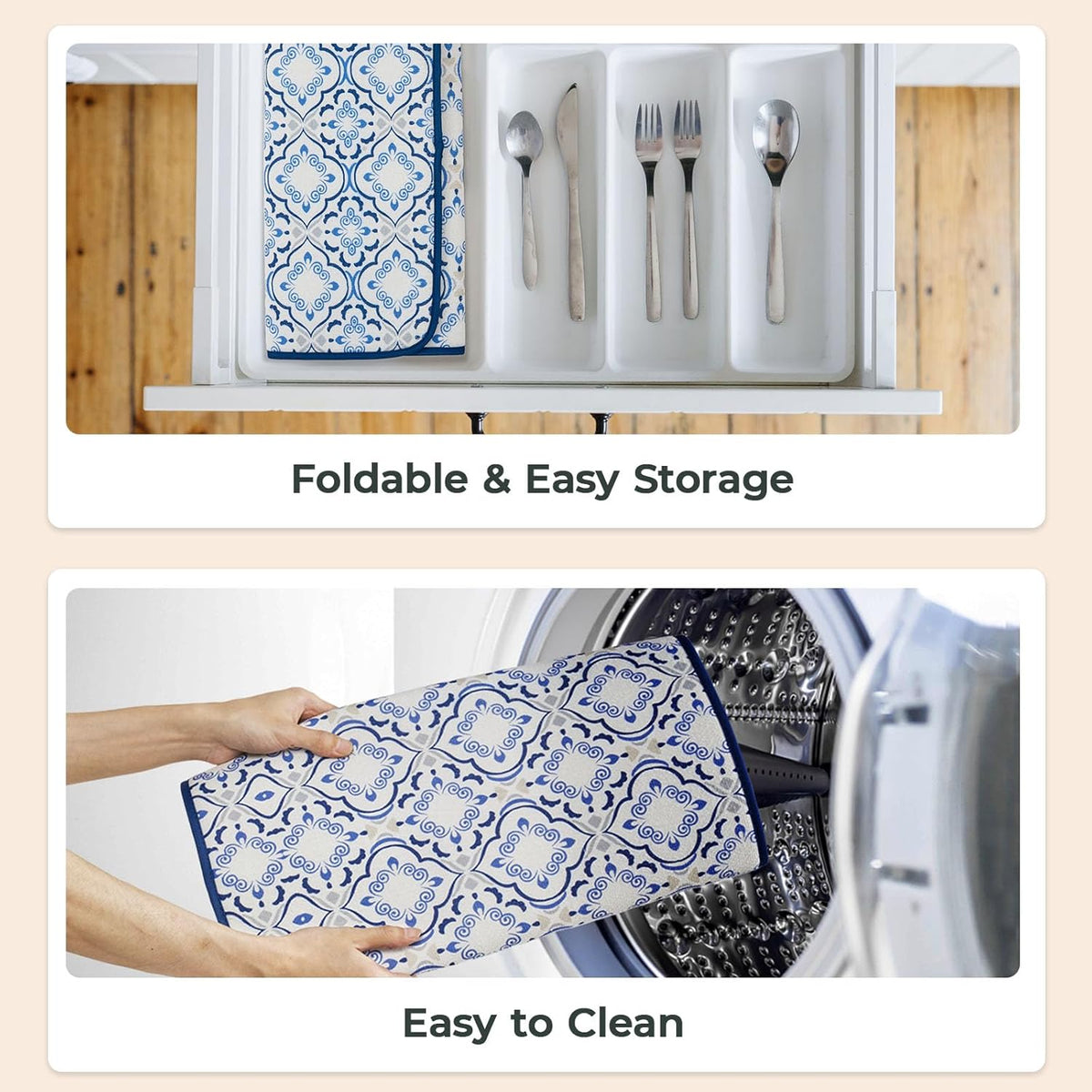 FRESHMINT Printed Dish Drying Mats for Kitchen Counter 2 Pack Absorbent Reversible Drying Mats Microfiber Kitchen Countertop Protector Dishes Drying Pad Extra Large 18"x24" Dish Mat